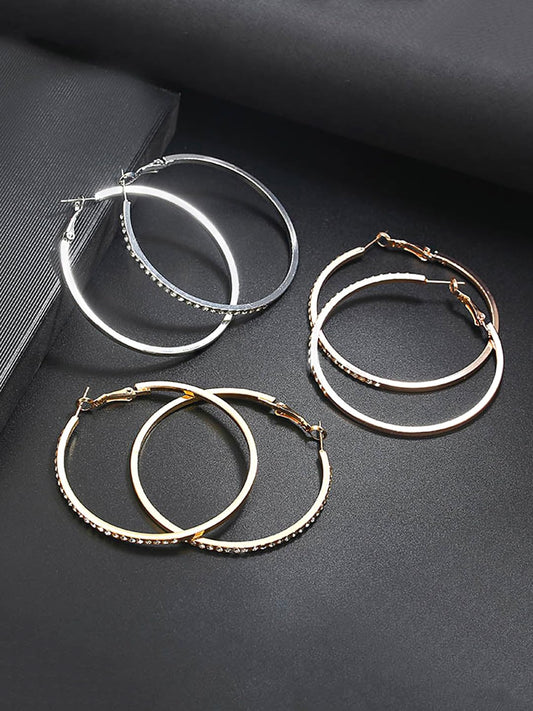 Kairangi Earrings for Women and Girls Fashion Multicolor Hoop Earrings | 3 Pairs Silver Gold Rose Gold Toned Hoops Earring Set | Birthday Gift for Girls & Women Anniversary Gift for Wife