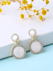 Yellow Chimes Earrings for Women and Girls Drop Earrings for Girls | Crystal Studded White Color Circle Drop Earrings | Birthday Gift for girls and women Anniversary Gift for Wife