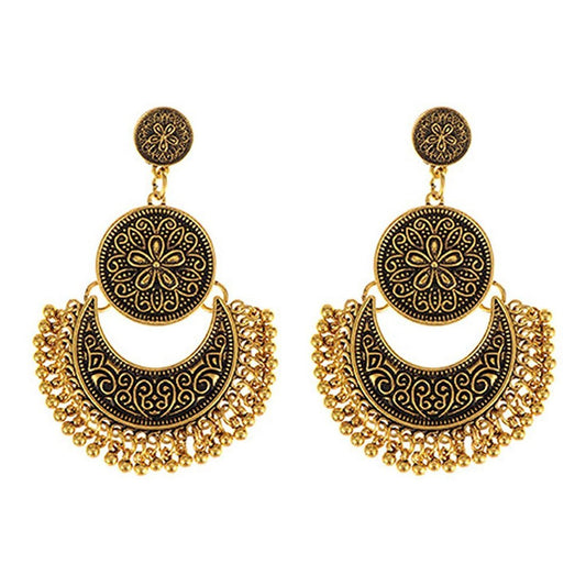 Yellow Chimes Chandbali Earrings for Women Tribal Muse Collection Oxidised Golden Chand bali Earrings For Women and Girls.