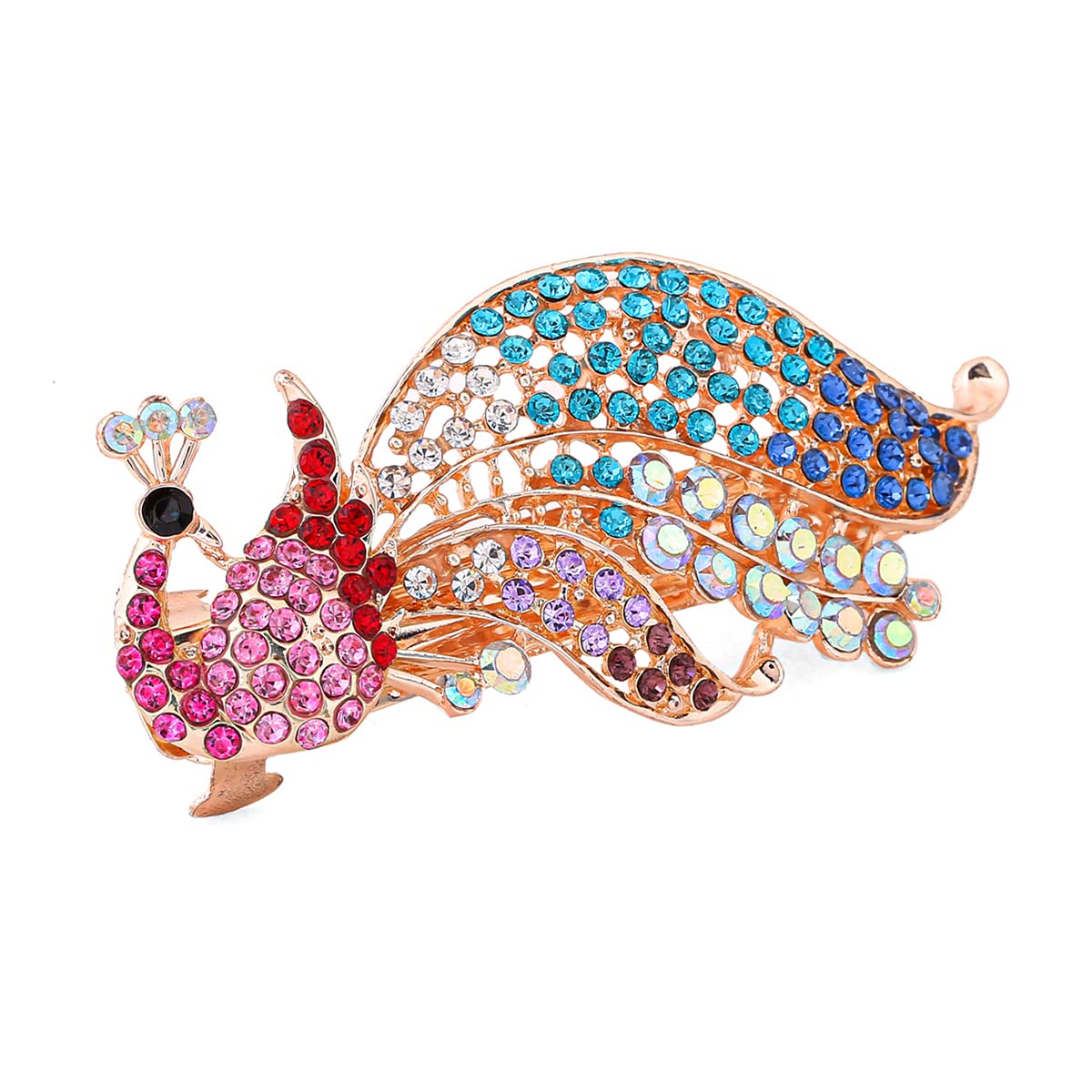 Yellow Chimes Hair Clips for Women Girls Barrette Hair Clips for Women Hair Accessories for Women Peacock Hair Clips for Women Multicolor Crystal French Barrette Hair Clips for Women and Girls Gift For Women & Girls