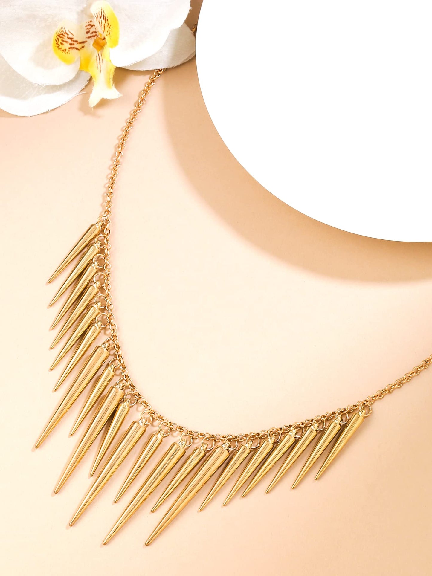 Yellow Chimes Necklace for Women and Girls Fashion Chain Necklace for Women Western | Gold Plated Statement Spike Long Chain Necklace | Birthday Gift for Girls & Women Anniversary Gift for Wife