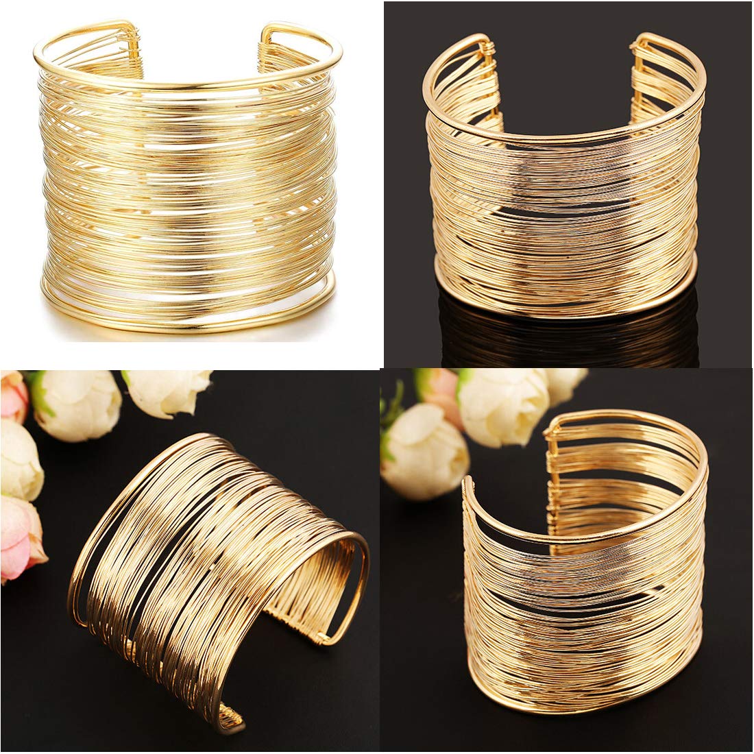 Yellow Chimes Multilayer Strings Wristband openable Cuff Bracelet for Women and Girls