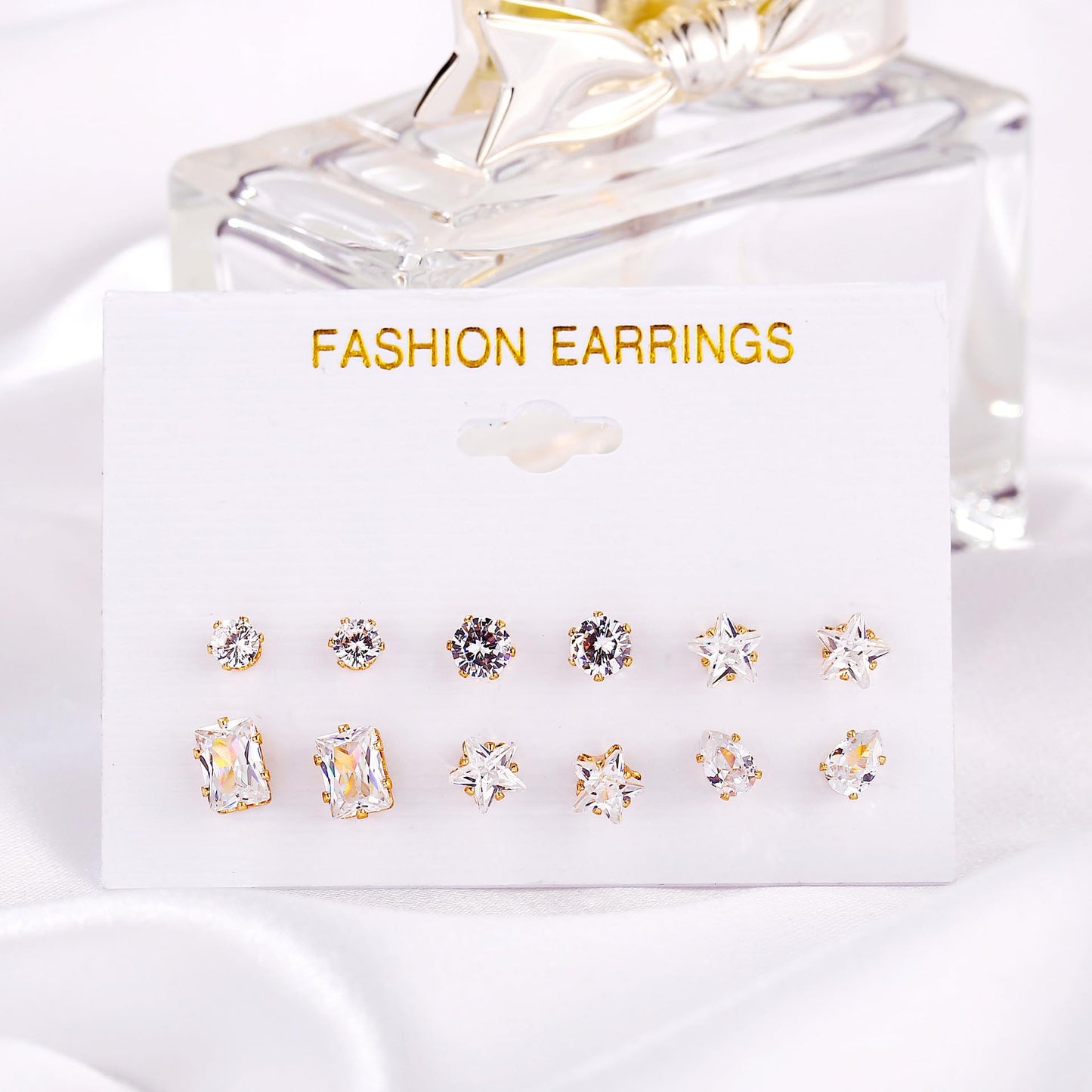 Kairangi Stud Earrings for Women Combo of 6 Pairs Multiple Crystal Stud Earrings for Women and Girls