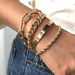 Kairangi Combo Bracelets for Women 4 Pcs Gold Plated Bracelet Multilayer Stack Style Chain Bracelets Set for Women and Girls