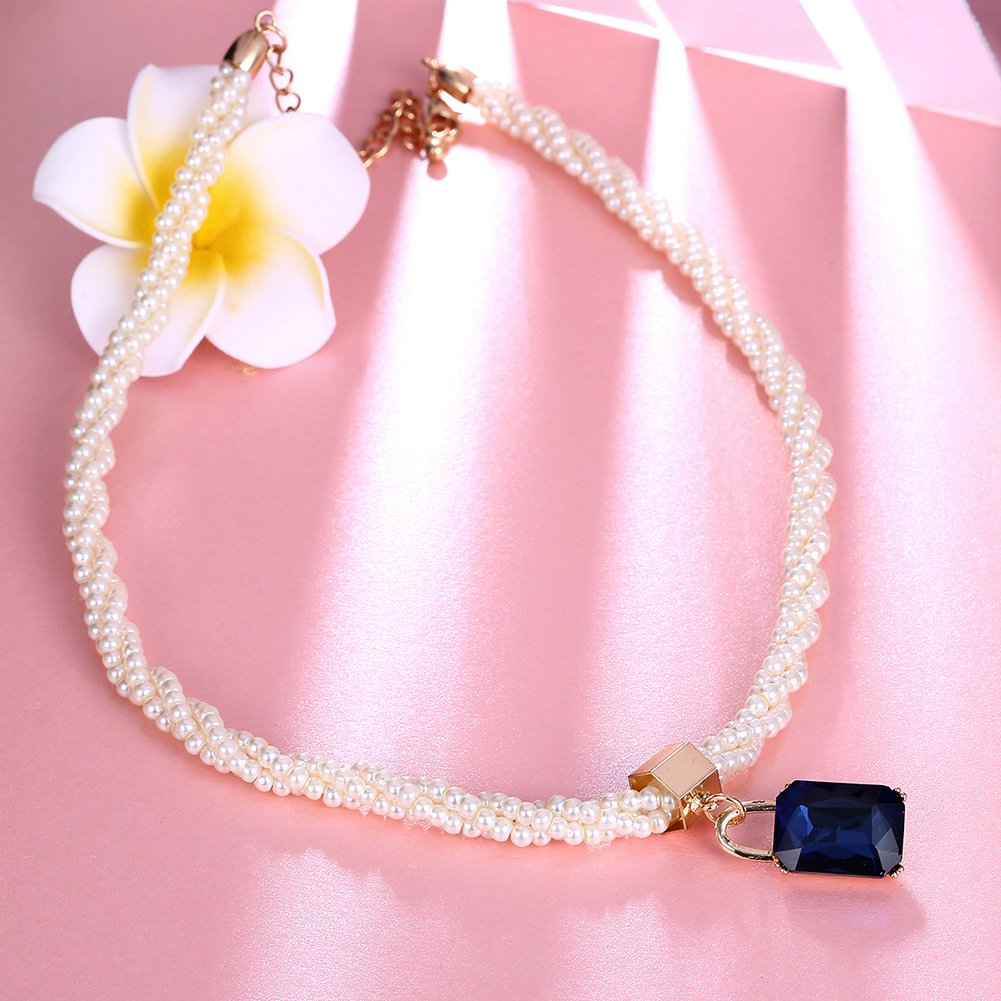 Yellow Chimes Fashion Designer Blue Necklace for Women & Girls