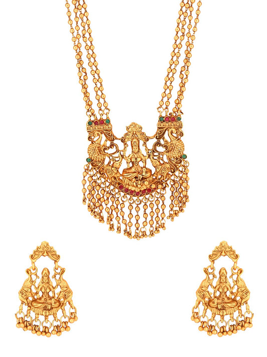 Yellow Chimes Jewellery Set for Women and Girls | Gold Temple Jewellery Set for Women Traditional | Accessories Jewellery for Women | Long Haram Jewelry Set Antique Jewellery | Birthday Gift for girls and women Anniversary Gift for Wife