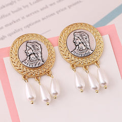 Yellow Chimes Earring For Women Gold Tone Pearl Bead Hanging Round Girl Embellished Statement Earrings For Women and Girls