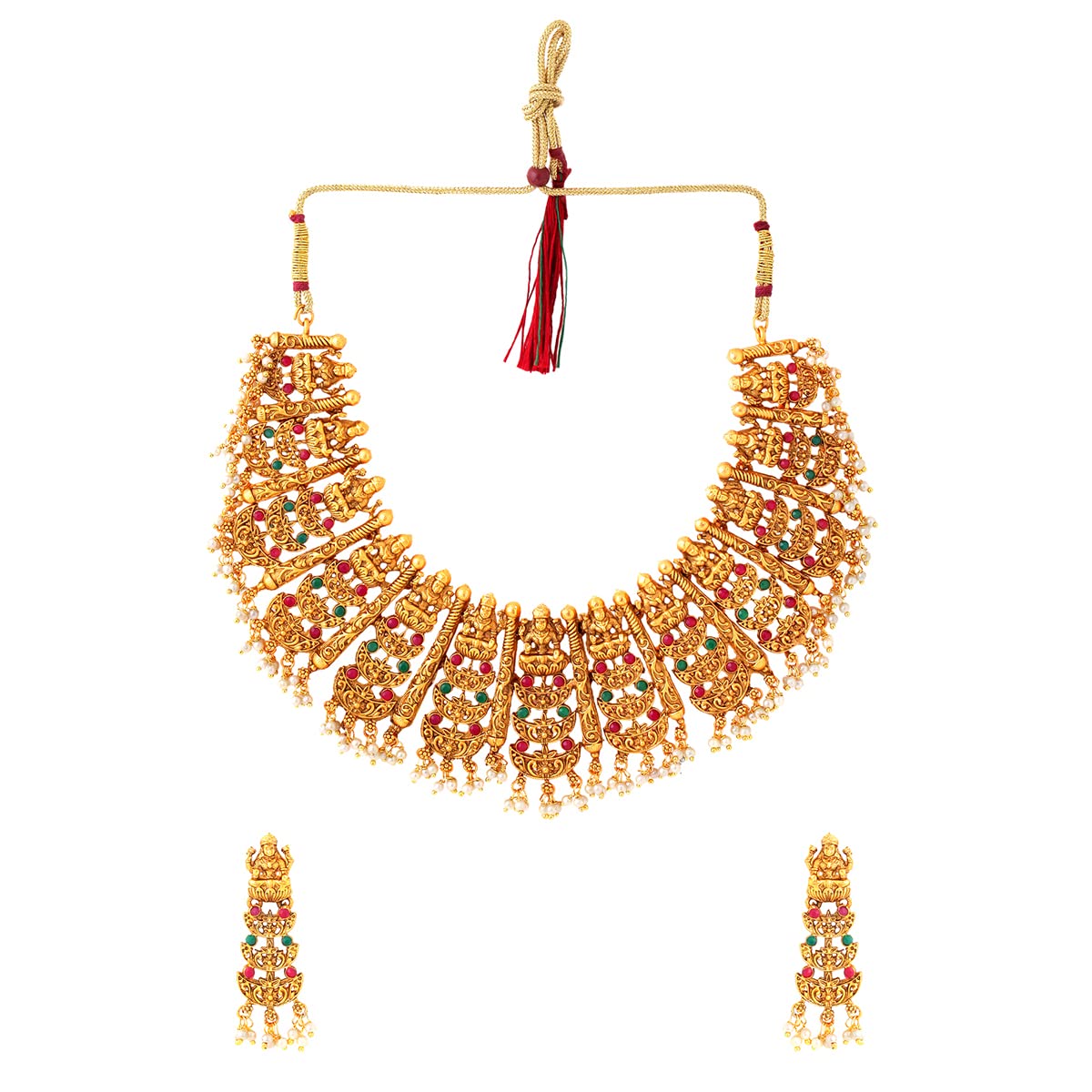 Yellow Chimes Jewellery Set for Women and Girls Temple Jewellery Set for Women | Gold Plated Traditional Choker Necklace Set | Birthday Gift for girls and women Anniversary Gift for Wife