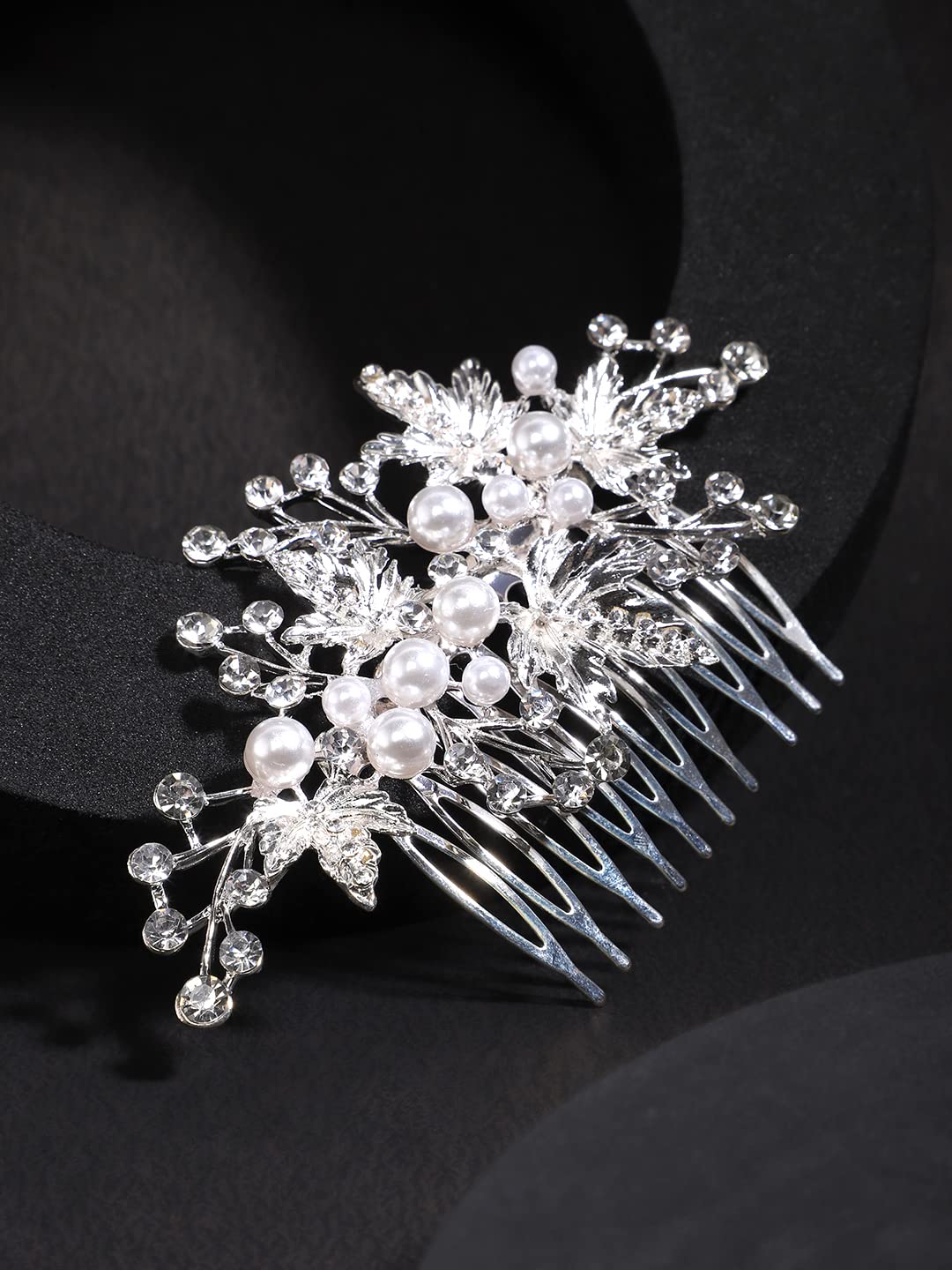 Yellow Chimes Comb Pin for Women Hair Accessories for Women Floral White Comb Clips for Hair for Women Crystal Hair Pin Bridal Hair Accessories for Wedding Side Pin / Comb Pin / Juda Pin Accessories for Women