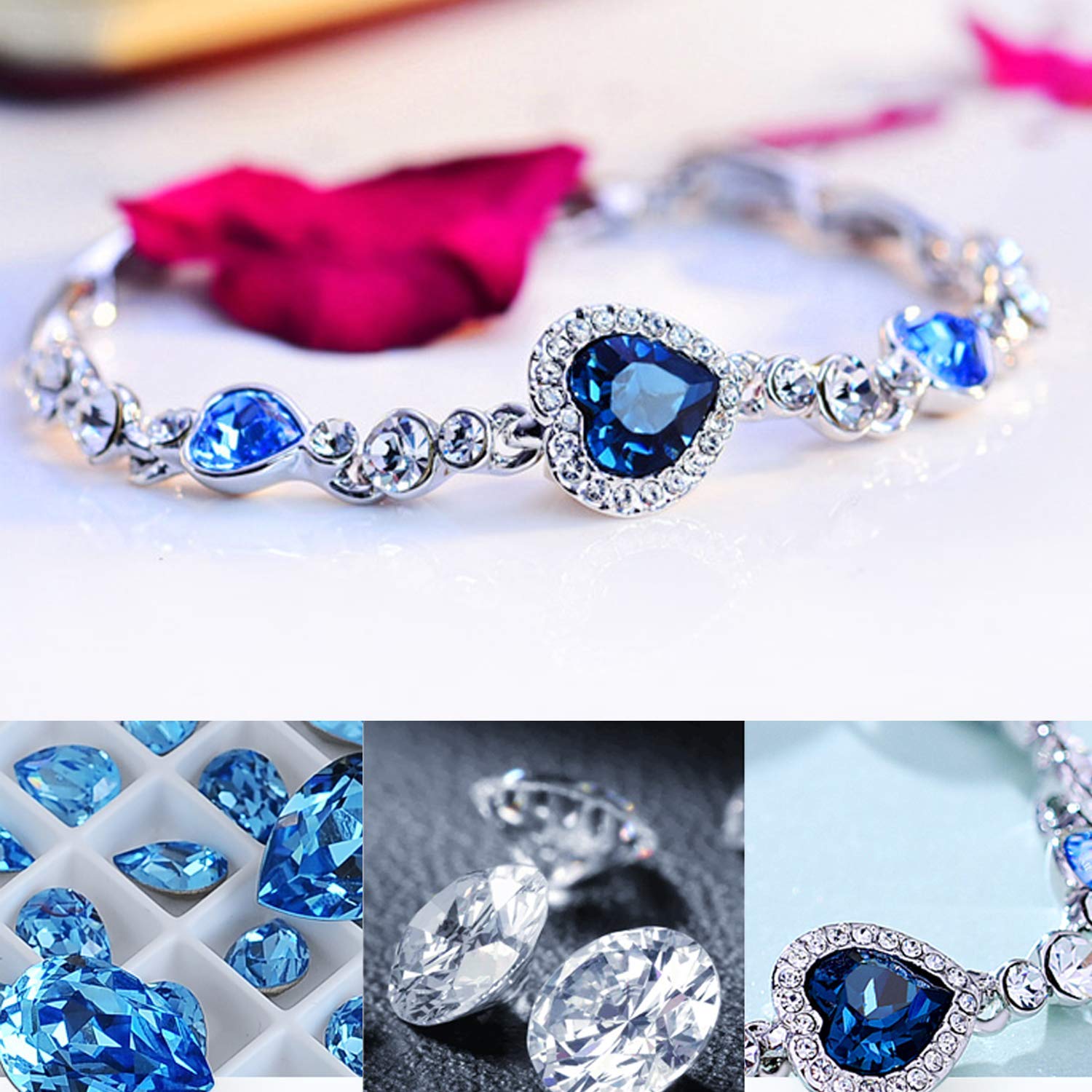 Buy Cute Light Weight Aqua Blue Color Crystal Bracelet Design