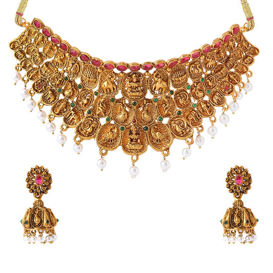 Yellow Chimes Jewellery Set for Women and Girls | Gold Plated Temple Jewellery Set Traditional | Accessories Jewellery for Women | Birthday Gift for girls and women Anniversary Gift for Wife