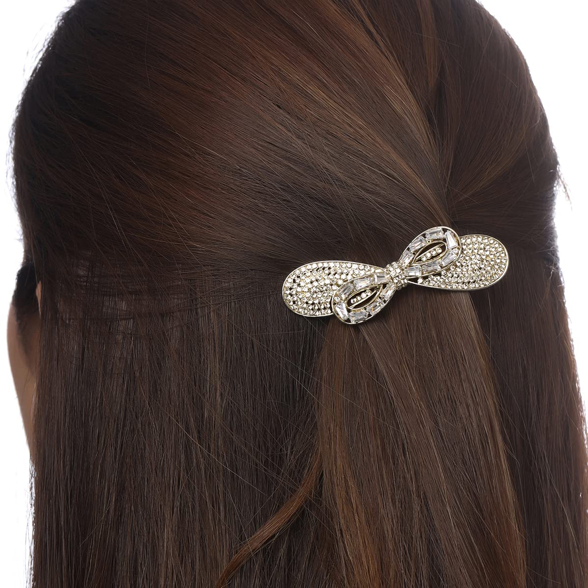 Yellow Chimes Hair Clips for Women Girls Barrette Hair Clips for Women Hair Accessories for Women Bow Clips for Women Golden Crystal French Barrette Hair Clips for Women and Girls Gift For Women & Girls