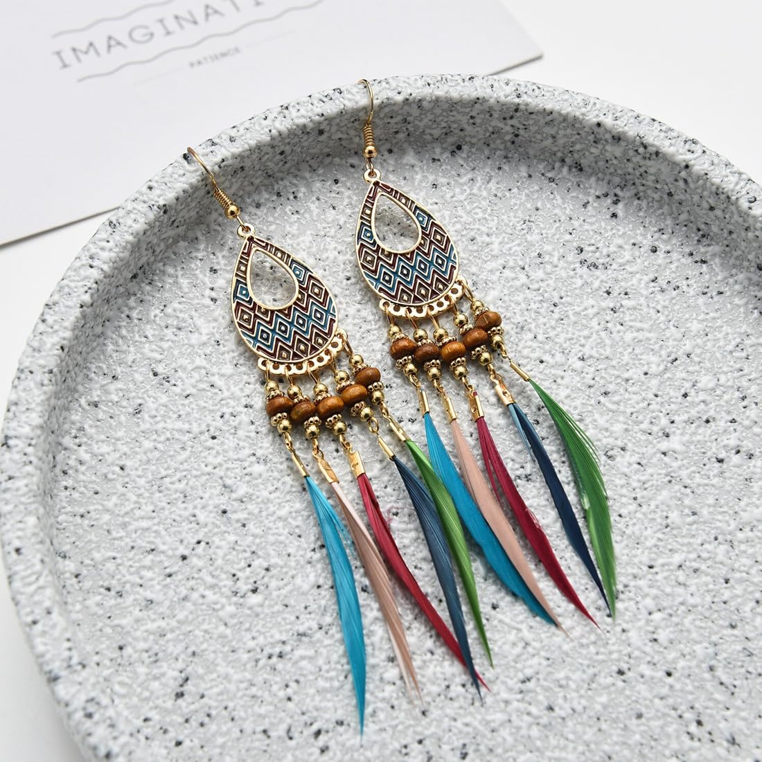 Kairangi Tassel Earrings for Women Multicolor Feathers Gold Plated Long Tassel Earrings for Women and Girls