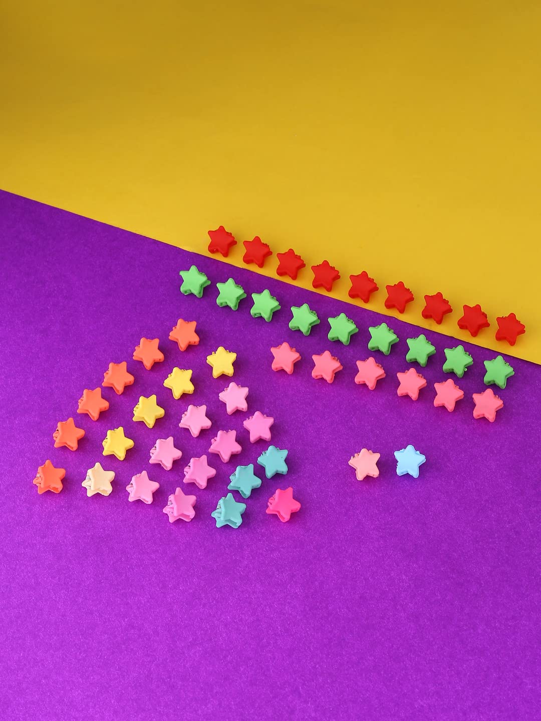 Melbees by Yellow Chimes Hair Clips for Girls Kids Hair Accessories for Girls Hair Claw Clips for Girls Kids Multicolor Star Small Claw Clip 50 Pcs Mini Hair Claw Clips for Girls Baby's Clutchers for Hair