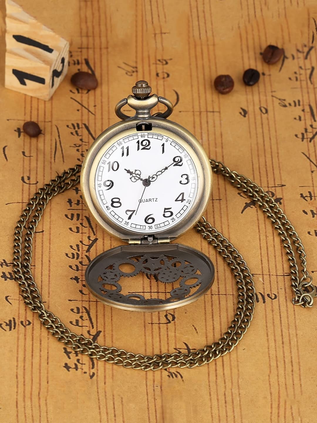 Yellow Chimes Pendant for Men and Boys Golden Men Pendant Pocket Watch Pendant with Chain Dual Purpose Stainless Steel Clock for Men and Boys | Birthday Gift for Boys & Men Anniversary Gift for Husband.