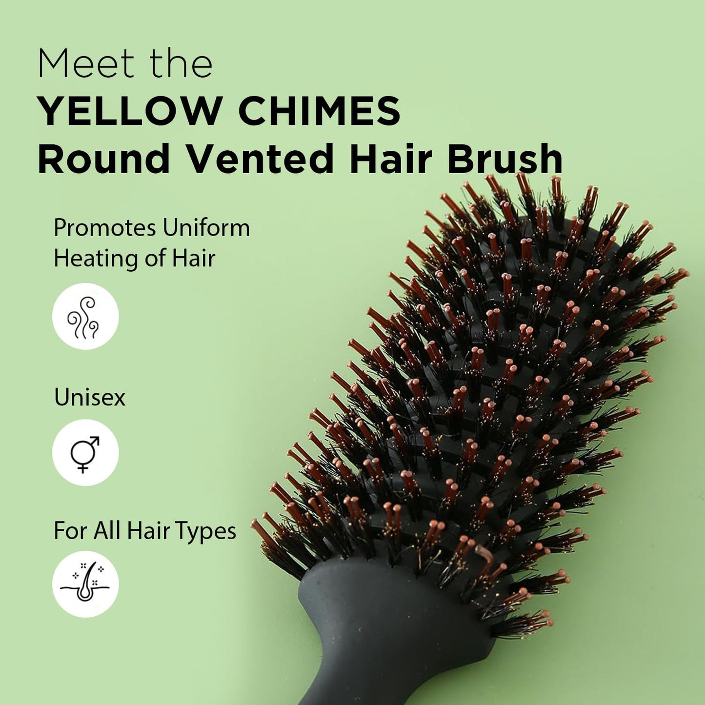 Yellow Chimes Vented Hair Brush for Quick Drying & Pain Free Detangling | Smoothens | Stylish design | Flexible Nylon Bristles | Suitable for All Hair Types