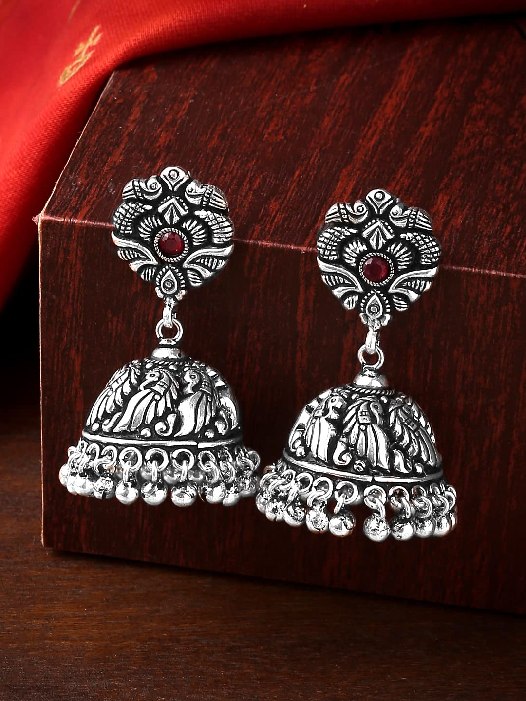 Yellow Chimes Oxidised Silver Jhumki Earrings For Women Silver Oxidised Jhumka Traditional Kolhapuri Jhumka Earrings For Women and Girls