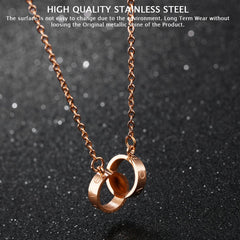 Yellow Chimes Western Fate Love Dual Ring Style Rose Gold Stainless Steel Never Fading Pendant for Women & Girls