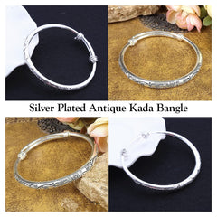 Yellow Chimes Bracelet for Women and Girls Fashion Silver Kadaa Bracelets for Women | Silver Toned Antique Design Crafted Bangle Bracelet | Birthday Gift For Girls and Women