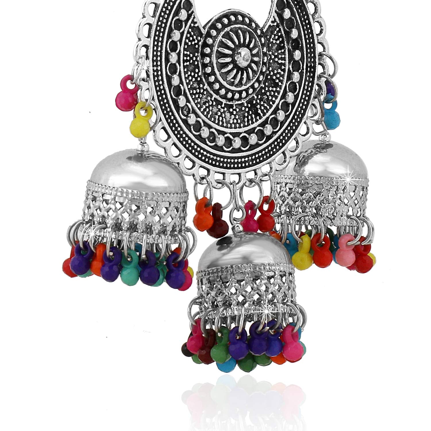 Alloy And Stones Multicolor Ladies Round Oxidized Chandbali Earrings, For  Party Wear, Size: Free Size at Rs 60/pair in New Delhi