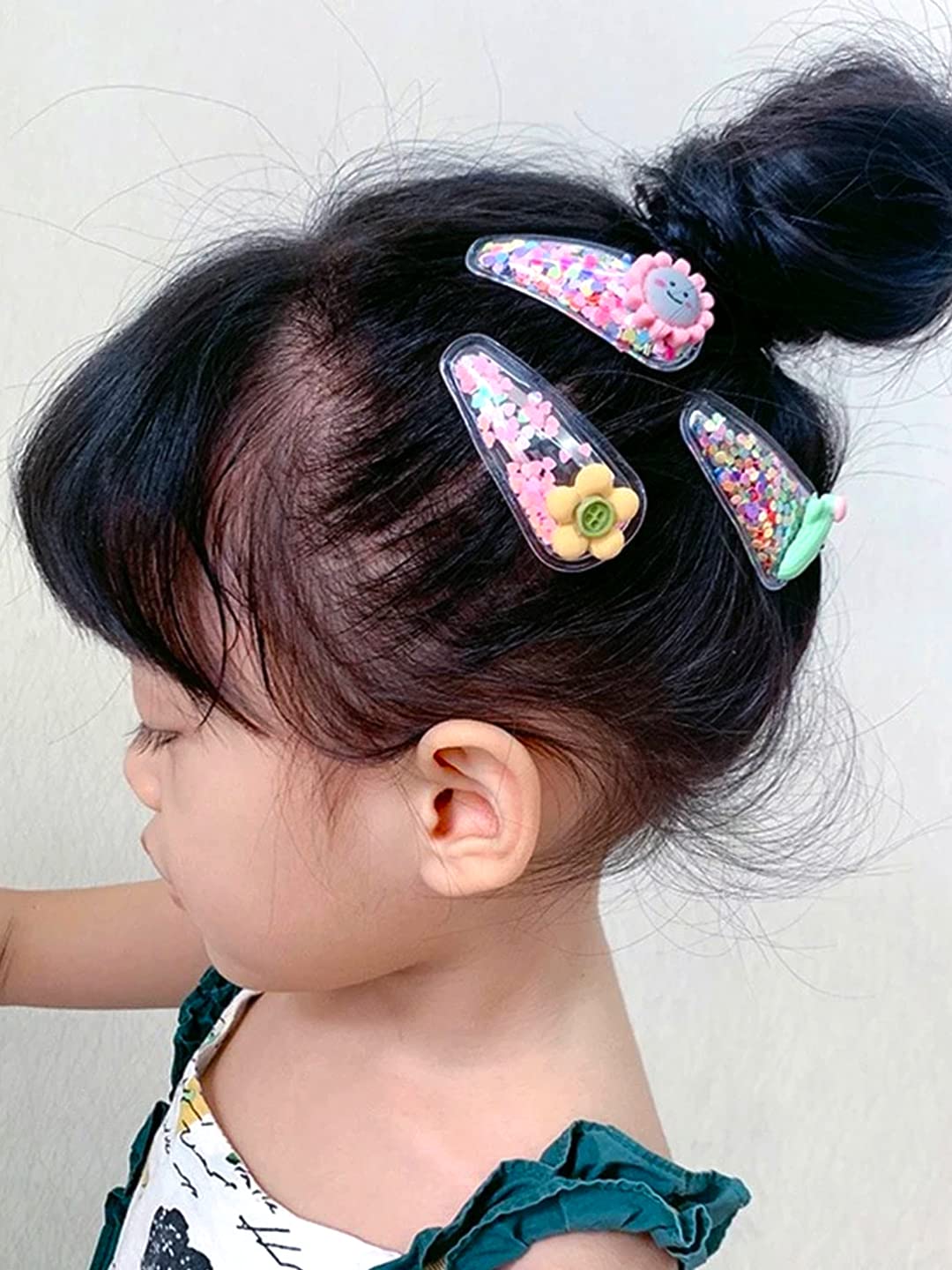 Melbees by Yellow Chimes Hair Clips for Girls Kids Hair Clip Hair Accessories for Girls Baby's 10 Pcs Glittering Cute Charactres Snap Hair Clips Tic Tac Clips Hairclips for kids Baby Teens & Toddlers