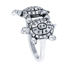 Yellow Chimes Ring for Women Tortoise Couple Good Luck Charm 925 Sterling Silver Hallmark and Certified Purity Turtle Ring for Women and Girls (7)
