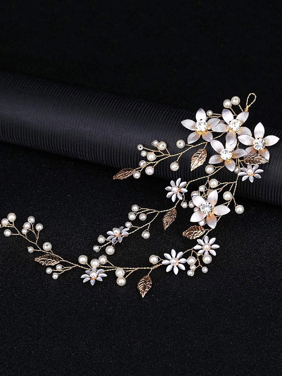 Yellow Chimes Bridal Metal Hair Vine for Women and Girls Bridal Hair Accessories Golden Headband Floral Bridal Wedding Head Band Hair Vine