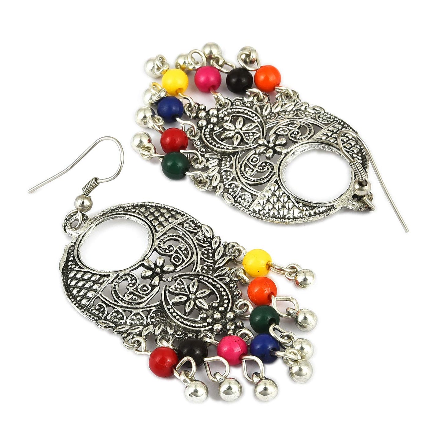 Yellow Chimes Oxidised Earrings for Women Oxidized Silver Combo of 2 Pairs Chandbali Traditional Jhumka Earrings for Women and Girls