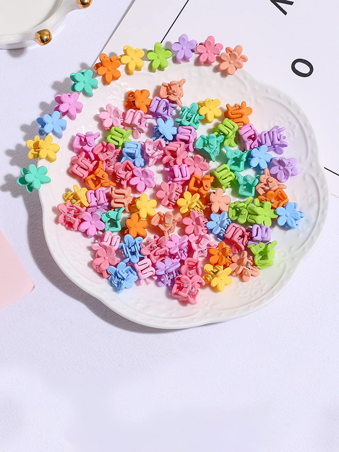 Melbees by Yellow Chimes Hair Clips for Girls Kids Hair Accessories for Girls Hair Claw Clips for Girls Kids Multicolor Floral Small Claw Clip 50 Pcs Mini Hair Claw Clips for Girls Baby's Clutchers for Hair