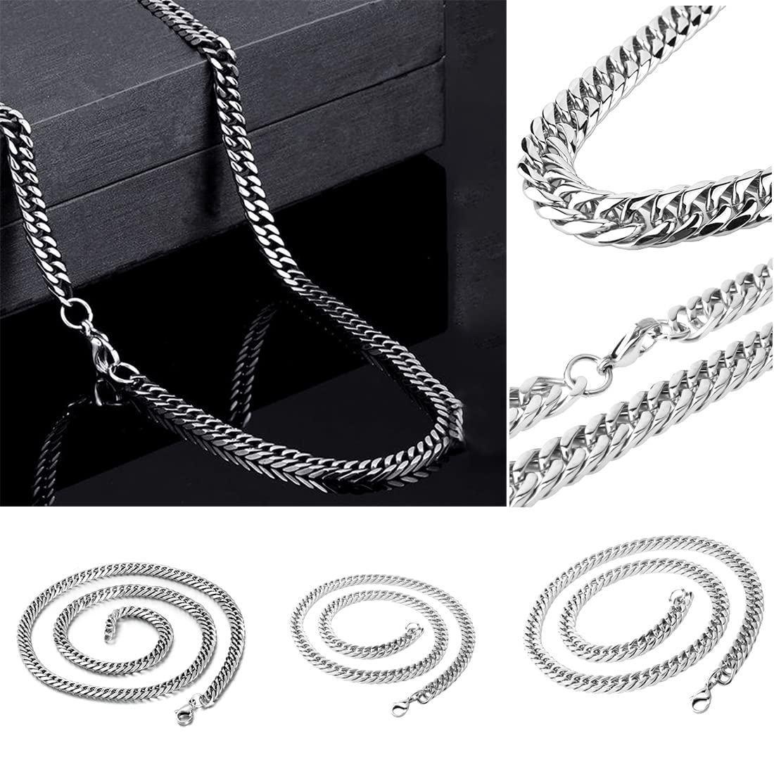 Yellow Chimes Trendy Classic Stainless Steel Curb Chain Silver Necklace, Silver Plated Chain for Men (Silver) (Ycssch-24Curb-Sl)