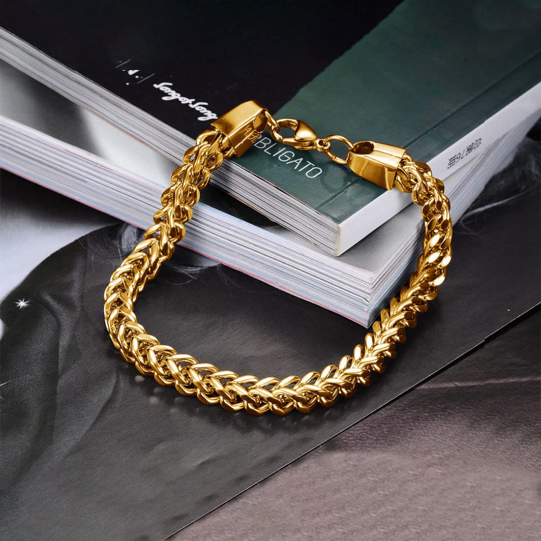 Yellow Chimes Gold Plated Chain Steel Bracelet for Men (Golden) (YCSSBR-671MEN-GL)