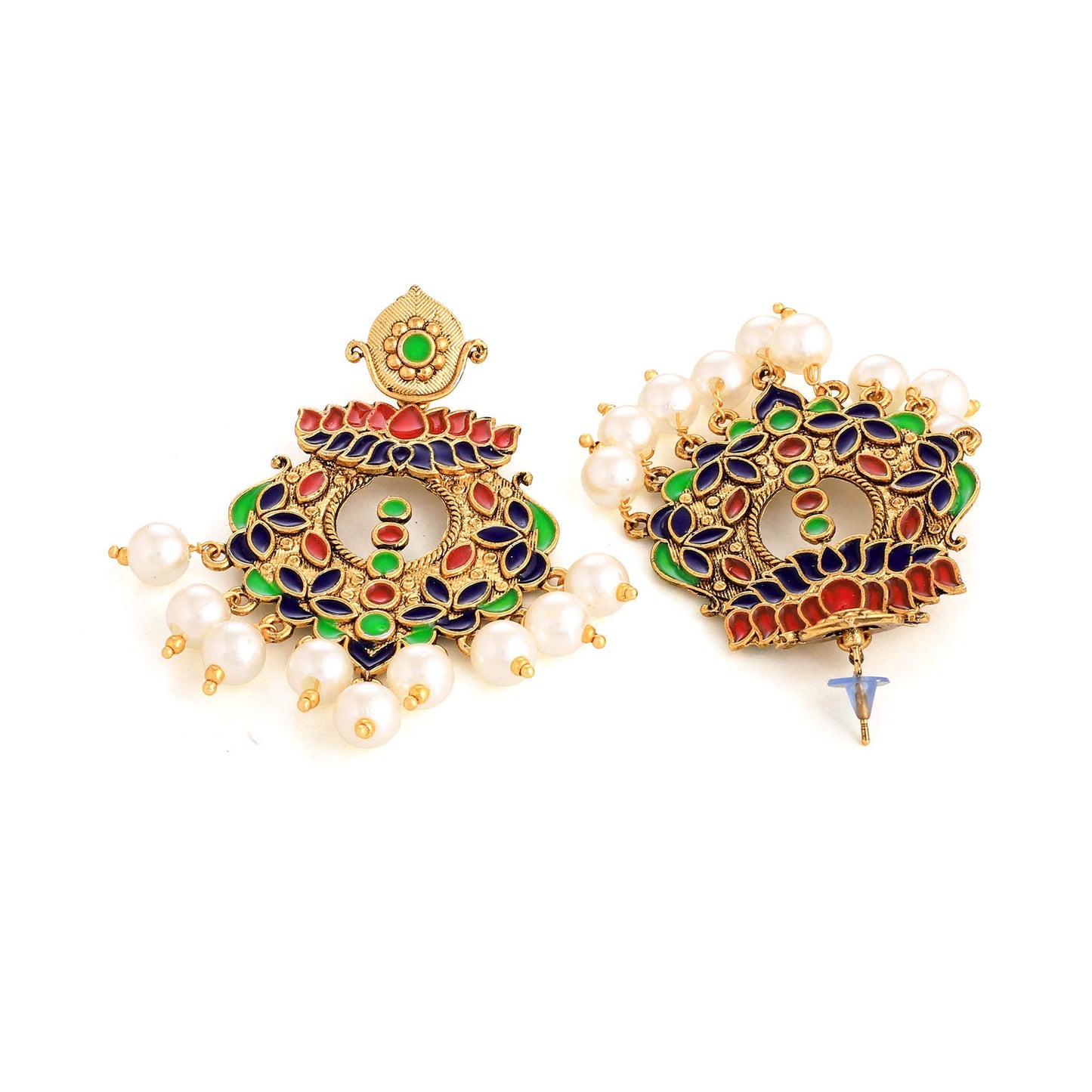 Yellow Chimes Beautifully Enamelled Stylish Gold Plated Meenakari Chandbali Earrings for Women and Girls…