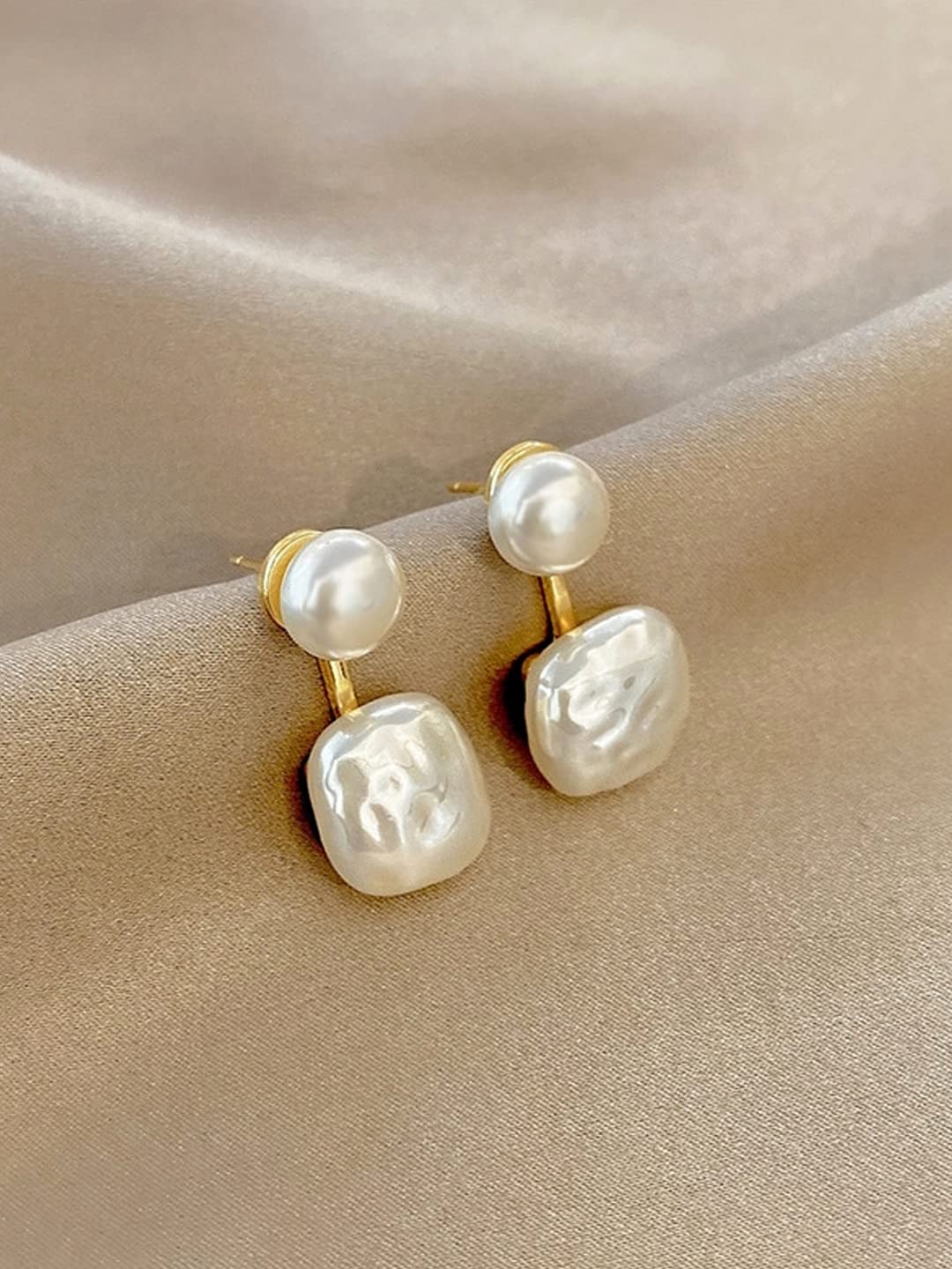 Yellow Chimes Earrings for Women and Girls Fashion White Pearl Drop Earrings | Gold Plated Faux Pearl Drop Earrings | Birthday Gift for girls and women Anniversary Gift for Wife