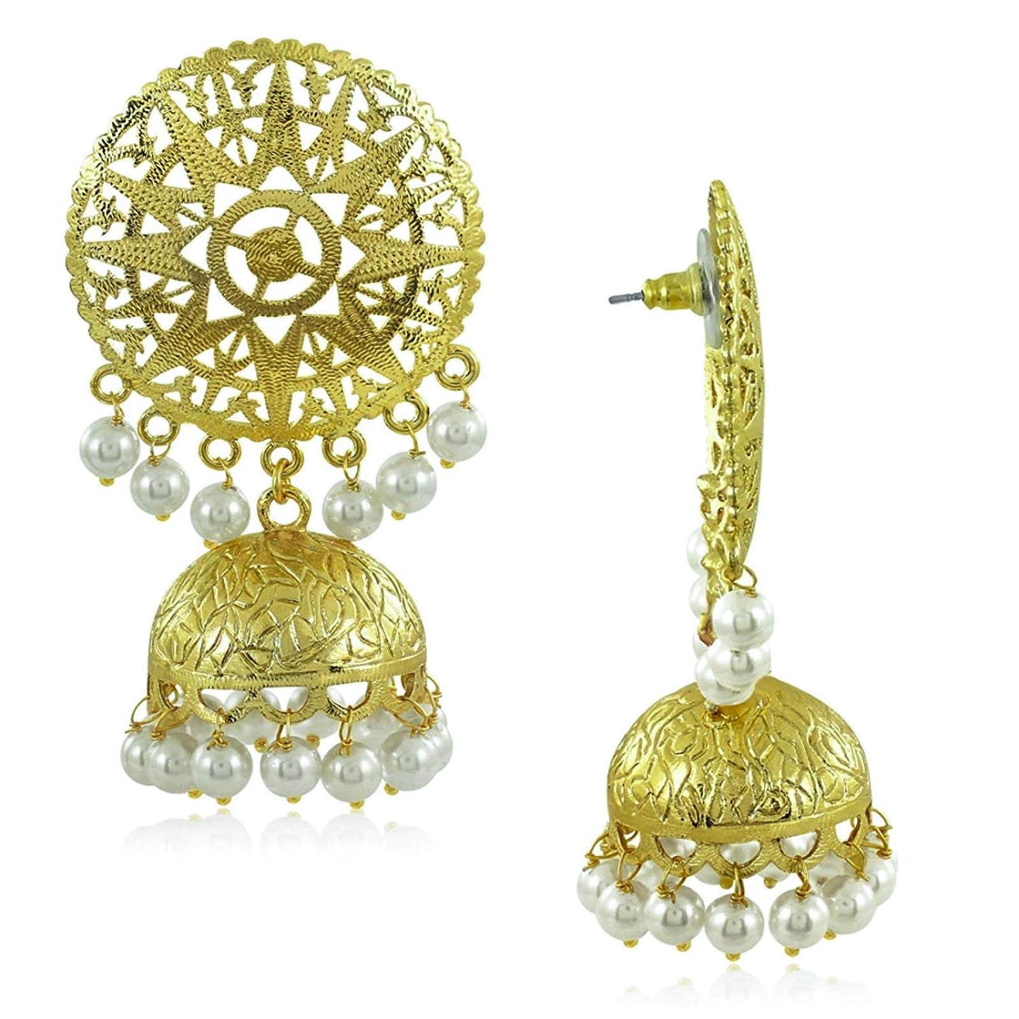 Yellow Chimes Latest Stylish Contemporary Pearl Jhumka Earrings for Women and Girls