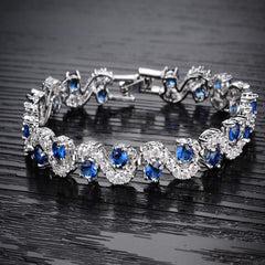 Yellow Chimes Rich Royal Blue Crystal High Grade Sterling-Silver Designer Bracelet for Women