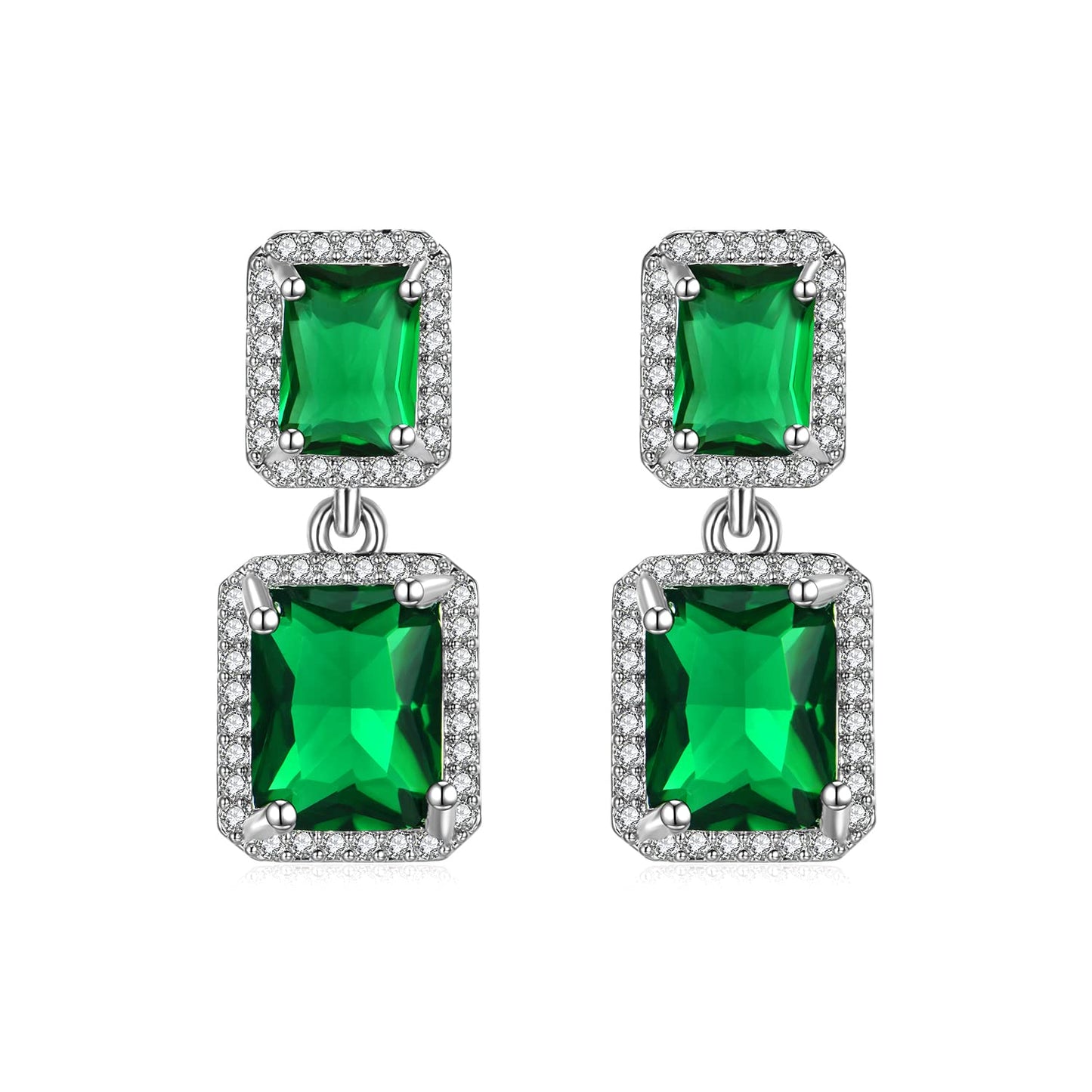 Kairangi Crystal Drop Earrings for Women Elegant Silver Plated Green Crystal Drop Earrings for Women and Girls