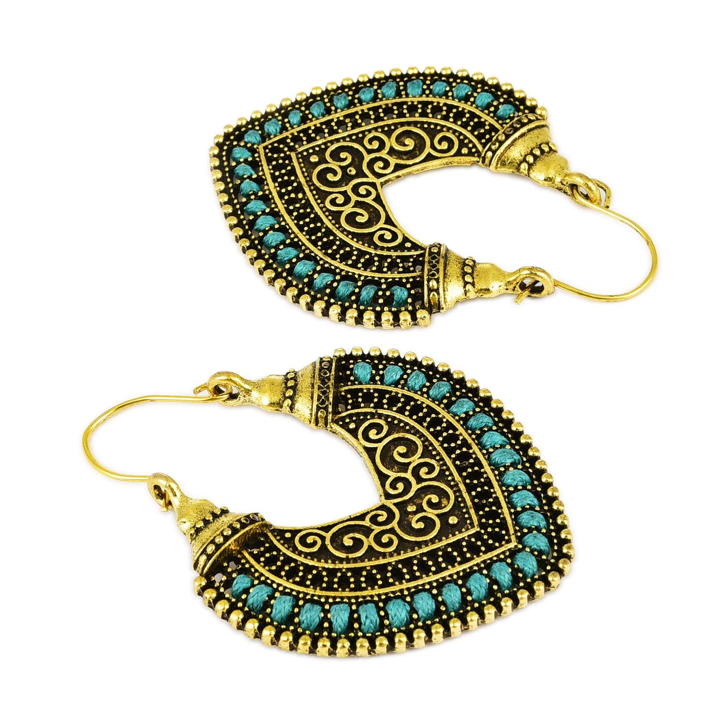 Yellow Chimes Oxidized Indian Traditional Fancy Earrings Chandbali for Women and Girls