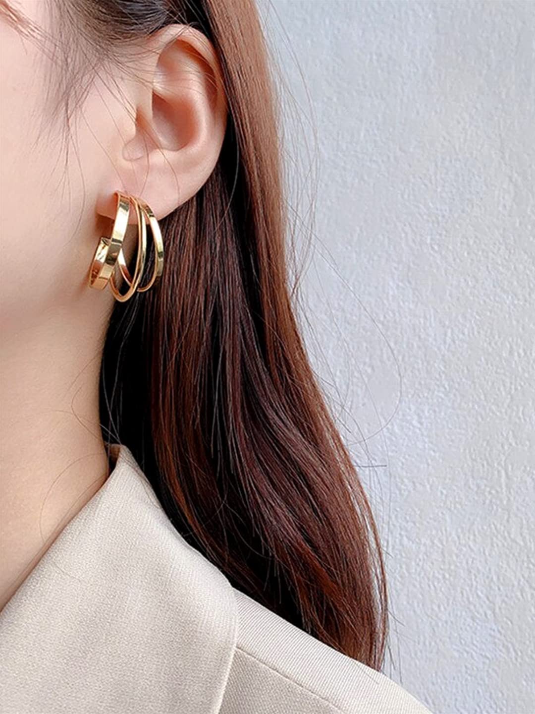 Yellow Chimes Earrings for Women and Girls Hoop Earrings for Girls | Gold Toned Layered Hoop Earrings | Birthday Gift for girls and women Anniversary Gift for Wife