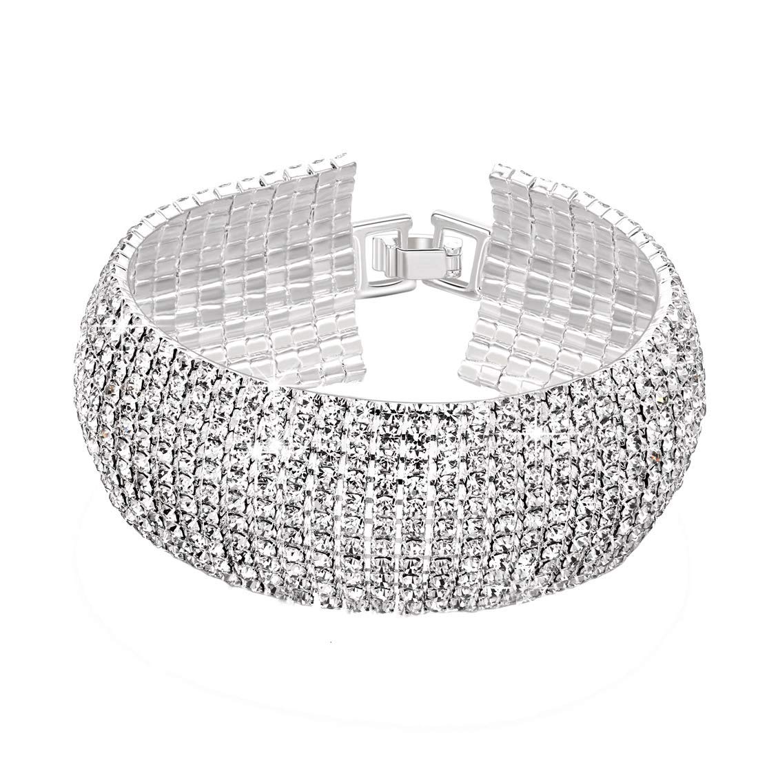 Yellow Chimes Silver Plated Crystal Spark Belt Bracelet for Women (White)
