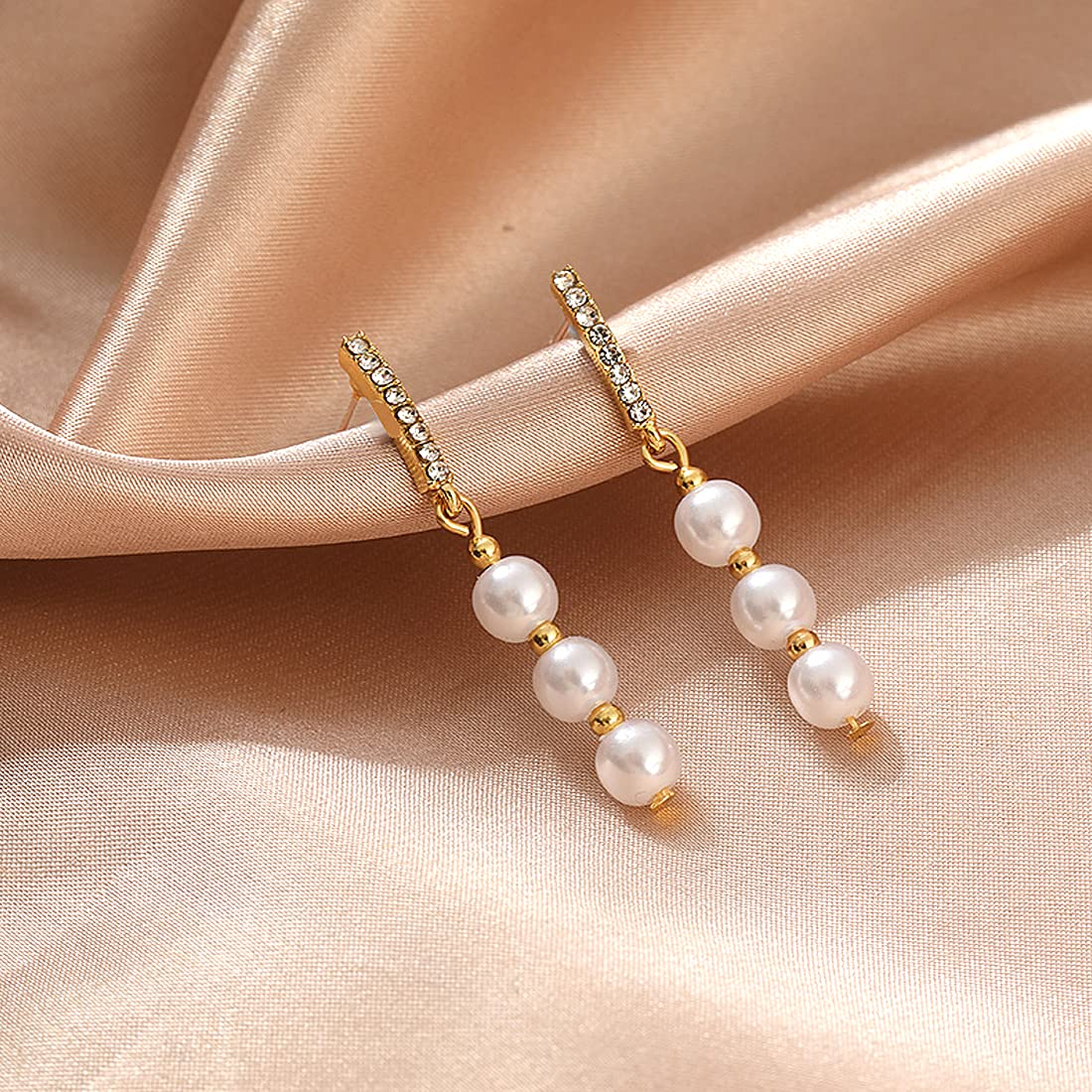 Yellow Chimes Pearl Earrings for Women Combo of 2 Pairs Gold Plated Pearl Drop Earrings for Women and Girls