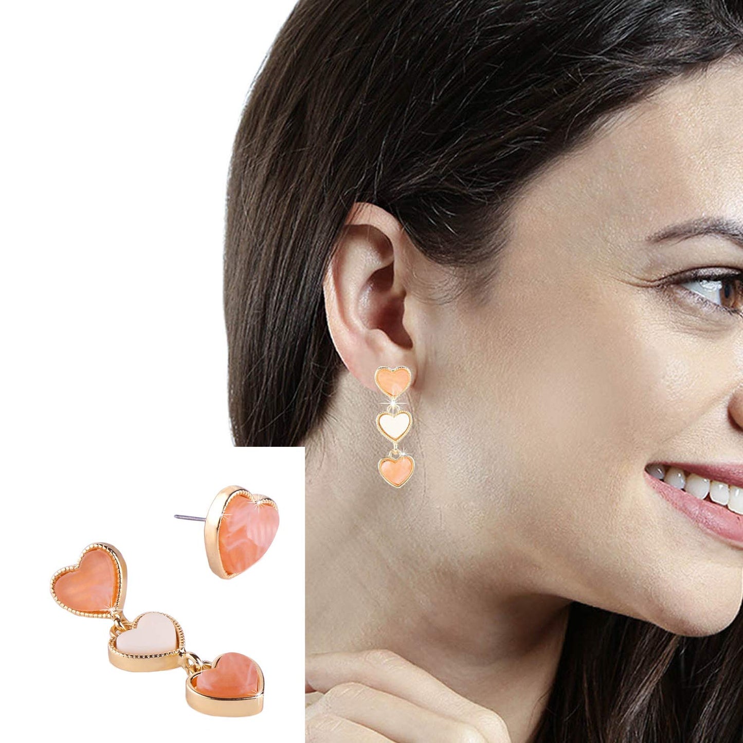 Yellow Chimes Heart Mismatch & English Shades Combo Of Two Pairs Studs Drop Earrings for Women and Girls