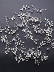 Yellow Chimes Bridal Hair Vine for Women and Girls Bridal Hair Accessories for Wedding White Pearl Headband Hair Accessories Wedding Jewellery for Women Crystals Bridal Wedding Headband Hair Vine for Girls