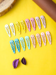 Melbees by Yellow Chimes Hair Clips for Girls Kids Hair Clip Hair Accessories for Girls Baby's 16 Pcs Multicolor Snap Hair Clips for Kids Tic Tac Clips Hairclips for Baby Teens Toddlers (Design 14)