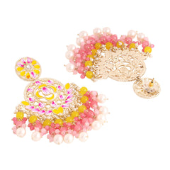Yellow Chimes Earrings for Women and Girls Meenakari Chandbali | Gold Plated Yellow Pink Meenakari Chandbali Earrings | Birthday Gift for girls and women Anniversary Gift for Wife