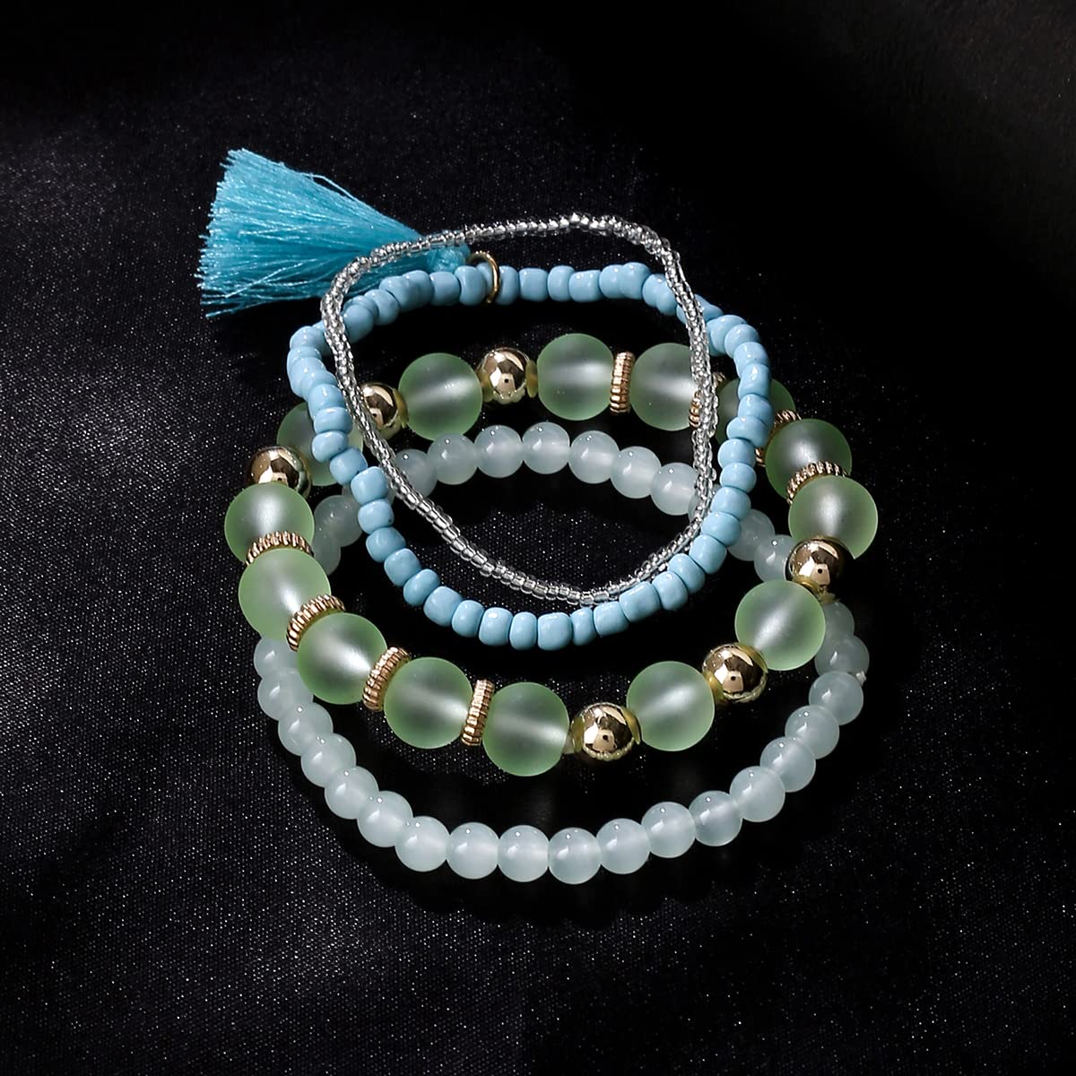 Fashionable FIve Layers Boho Jewelry Natural Stone Turquoise