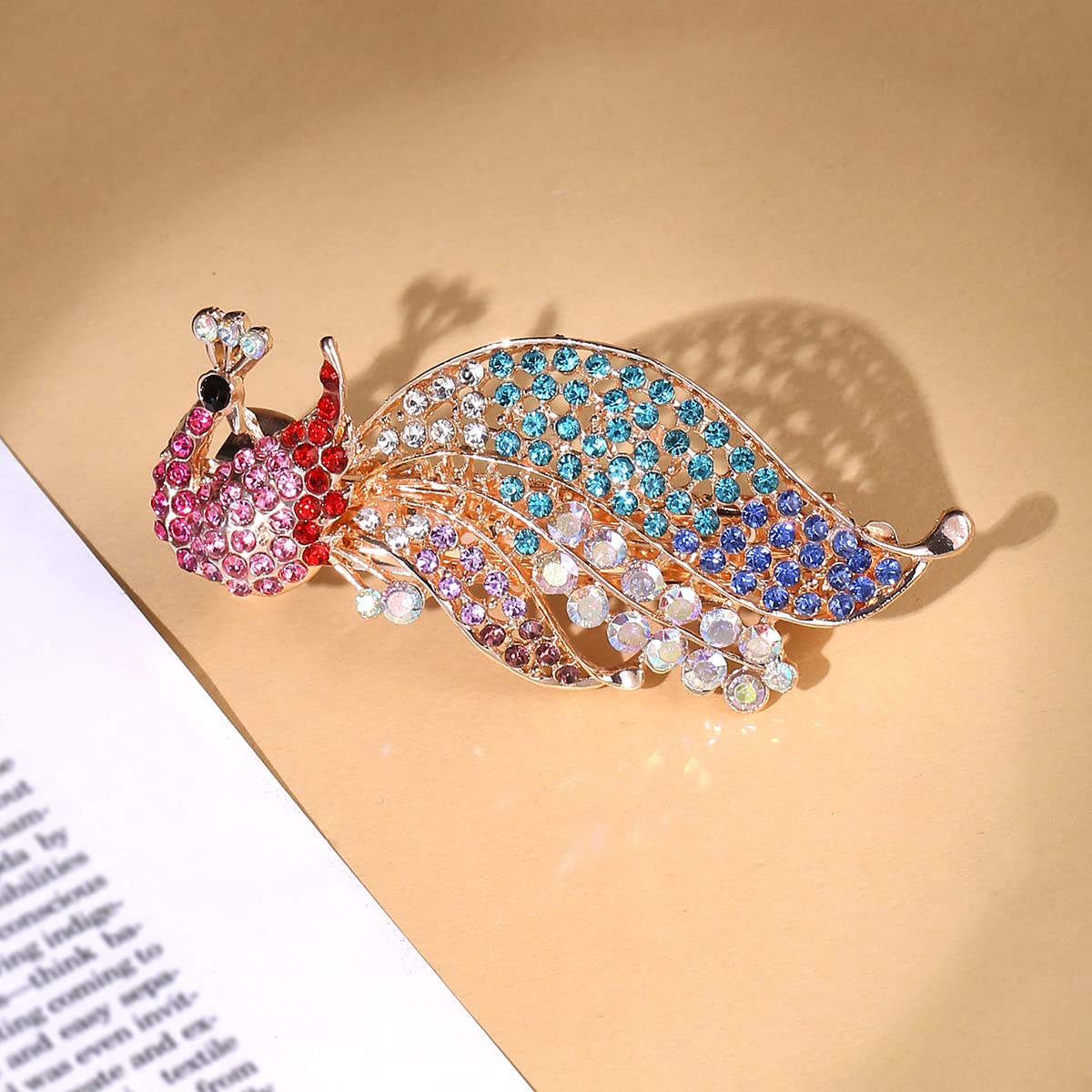 Yellow Chimes Hair Clips for Women Girls Barrette Hair Clips for Women Hair Accessories for Women Peacock Hair Clips for Women Multicolor Crystal French Barrette Hair Clips for Women and Girls Gift For Women & Girls