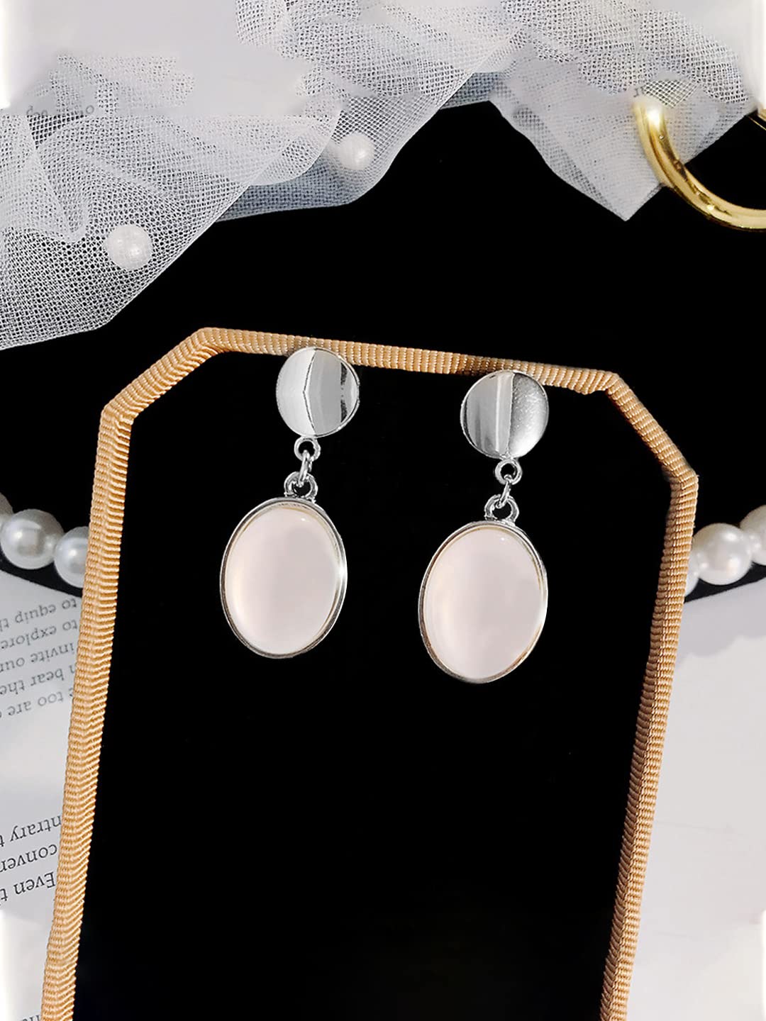 Yellow Chimes Earrings For Women Silver Tone Clip On Stud With White Stone Round Drop Earrings For Women and Girls