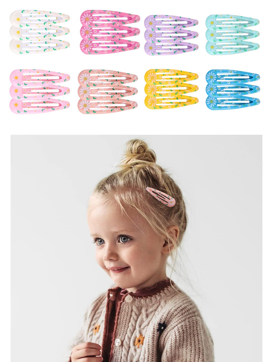 Melbees by Yellow Chimes Hair Clips for Girls Kids Hair Clip Hair Accessories for Girls Baby's 16 Pcs Multicolor Snap Hair Clips for Kids Tic Tac Clips Hairclips for Baby Teens Toddlers (Design 14)