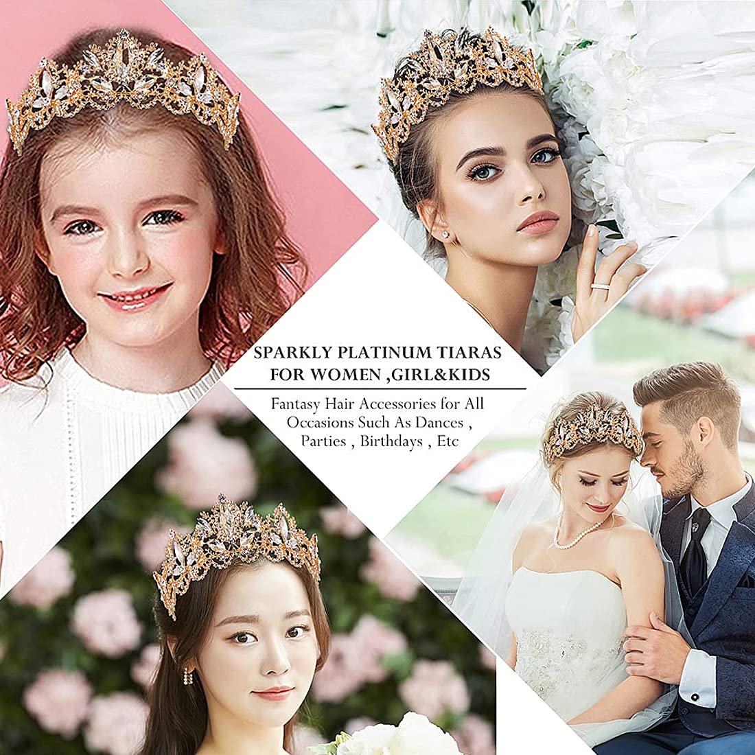 Yellow Chimes Tiara for Women and Girls Silver Plated Crown for Women Leafy Floral Pink Crystal Studded Bridal Wedding Crown Tiaras for Women and Girls Gift For Women & Girls Valentine Gift for Girls