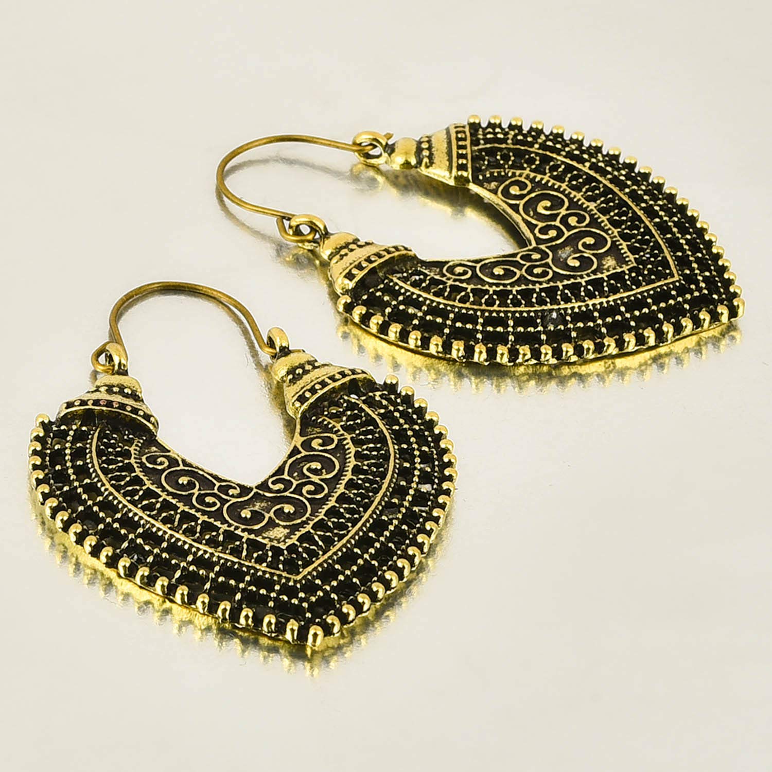 Yellow Chimes Vintage Indian Fashion Oxidized Gold Plated Metal Chandbali Earring for Women and Girls